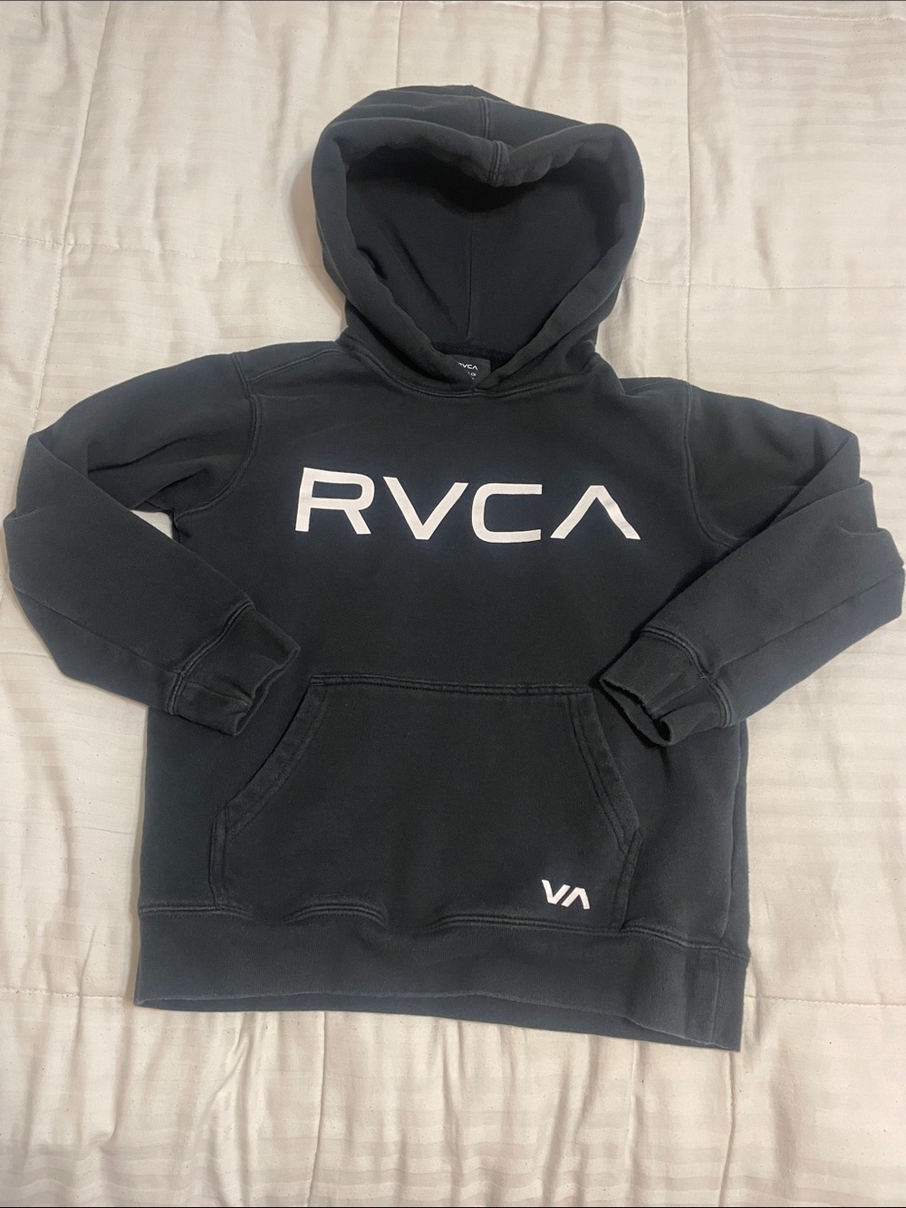 RVCA Black Pullover Hoodie with White Logo